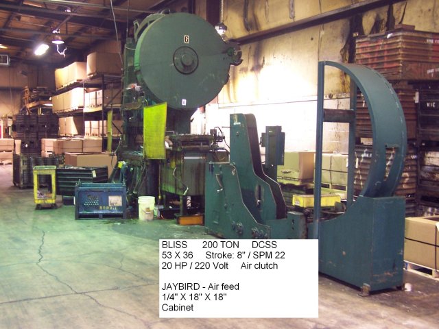 Bliss 200 Ton SSDC, Machine ID: 4324